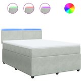 vidaXL Box spring postelja z vzmetnico svetlo siva 140x200 cm žamet | Shoptok.si
