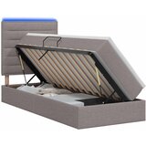  LED krevet za pohranu s madracem Sivosmeđa 100 x 200 cm Tkanina Slike