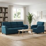  Set sofe 2 pcs Plava Baršun - Plava 1 sjedalo + trosjed | shoptok.hr