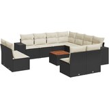  The Living Store Vrtna sedežna garnitura 12-delna z blazinami črn poli ratan - Vrtna Sedežna Garniture, (21447630) | Shoptok.si