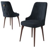 Hanah home set trpezarijskih stolica Enoa 2 kom, antracit tkanina Babyface, drvene noge boje oraha | Eponuda.com