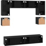 vidaXL Set TV komoda s policom Ostalo s pohranom s vratima 8 pcs Crni hrast 80 x 30 x 30 cm | shoptok.hr