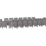  17-dijelni vrtni set za blagovanje s jastučićima svjetlosivi poli ratan vrtni stol svjetlosivi 250x100x73 cm poli ratan vrtni | shoptok.hr