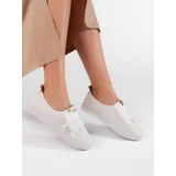 Shelvt Women's white sneakers with velcro