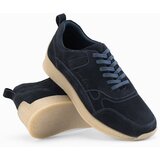 Ombre Men's lightweight suede sports style sneakers - navy blue | ePonuda.com