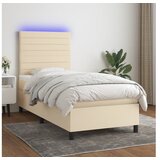 vidaXL Box spring postelja z vzmetnico LED krem 100x200 cm b | Shoptok.si