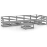 Maison Chic Seti vrtnega pohištva - Vrtna garnitura - Vrtni pohištvo set 7-delna siva trdna borovina, (21805304) | Shoptok.si