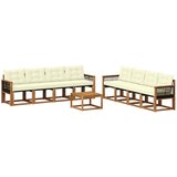 vidaXL Zunanja garnitura za sedenje z blazino 9 pcs Naravna in smetana, (5000269611) | Shoptok.si