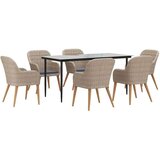  7-dijelni vrtni blagovaonski set s jastucima smeđi | shoptok.hr