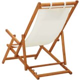  Zložljiv stol za na plažo trden evkaliptusov les in krem blago, (20658032) | Shoptok.si