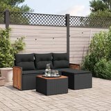 Maison Chic Seti vrtnega pohištva - Vrtna garnitura - Vrtni pohištvo set 5-delna z blazinami črn poli ratan, (21818251) | Shoptok.si