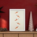 Wallxpert novogodišnja uramljena MDF slika 3752CHRCT-009, pet glava Sneška Belića sa nosom od šargarepe, 37 x 52 cm u