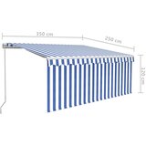 Tenda na ručno uvlačenje s roletom LED 3,5 x 2,5 m plavo-bijela | shoptok.hr