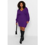 Trendyol Curve Plus Size Dress - Purple - Double-breasted Cene