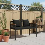  Zunanja klop z blazino Črna 117 x 54 x 74.5 cm poli ratan, (5000272961) | Shoptok.si