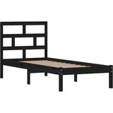  Posteljni okvir črn iz trdnega lesa 75x190 cm 2FT6, (20643764) | Shoptok.si