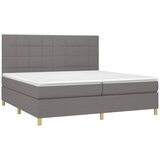  Krevet box spring s madracem LED tamnosivi 200x200 cm tkanina | shoptok.hr