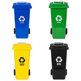  Set od 4 kante za otpad, 4 × 120 L, plava, zelena, žuta i crna, za papir, staklo, plastiku i miješani otpad, s gumenim kotačima Cijene