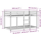 vidaXL krevet na kat voštano smeđi 90x190 cm od masivne borovine | shoptok.hr