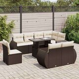 vidaXL 9-dijelni set vrtnih sofa s jastucima poliratan smeđi | shoptok.hr