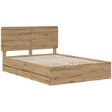  Bed Frame with Storage and Headboard Artisan Oak 120 x 200 cm | shoptok.hr