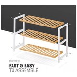 BOLZZ Polica za obucu 3 nivoa bamboo bela | ePonuda.com