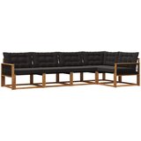 vidaXL Zunanja garnitura za sedenje z blazino 5 pcs Naravna in črna, (5000273117) | Shoptok.si