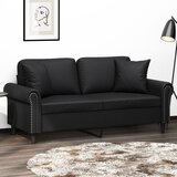  The Living Store Kavč dvosed z okrasnimi blazinami črn 140 cm umetno usnje - Kavč Dvosed, (21494398) | Shoptok.si
