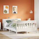 vidaXL Knjižna postelja brez vzmetnice bela 120x200 cm trdna borovina | Shoptok.si