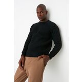 Trendyol Black Men's Hair Knitting Detailed Crew Neck Regular Fit Knitwear Sweater Cene