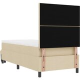 vidaXL Box Spring Postelja z Vzmetnico in Klopjo Bež 90x190 cm Tkanina, (22080944) | Shoptok.si