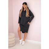 Kesi Dress with a hood and a slit on the side graphite melange | Shoptok.si
