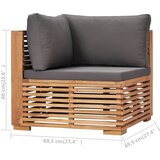  Vrtna kutna sofa sa sivim jastukom od masivne tikovine | shoptok.hr