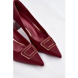 Boto Heels With Decorative Buckle Burgundy Seriva | ePonuda.com