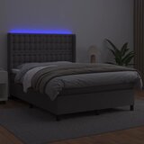  box spring s madracem LED sivi 140x200cm od umjetne kože | shoptok.hr