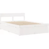 vidaXL Okvir za krevet s ladicama bijeli 135 x 190 cm od borovine