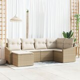 vidaXL 6-dijelni vrtni set za obedovanje s jastučićima Bež poli ratan | shoptok.hr