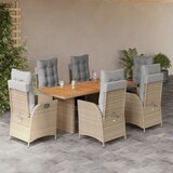 vidaXL 7-dijelni vrtni blagovaonski set od poliratana s jastucima bež | shoptok.hr