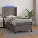  Box spring postelja z vzmetnico LED siva 90x200 cm umetno usnje, (20930517) | Shoptok.si