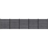 vidaXL Set ograde 5 kom. 872 x 186 cm WPC i aluminij Siva - Siva 5 sekcija (tamno sivi nosač) | shoptok.hr