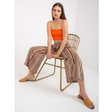 Fashion Hunters Brown wide pants made of striped fabric SUBLEVEL Cene