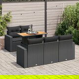 Maison Chic Seti vrtnega pohištva - Vrtna garnitura - Vrtni pohištvo set 6-delna z blazinami črna poli ratan, (21805123) | Shoptok.si