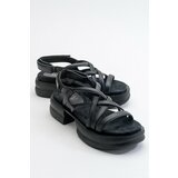 LuviShoes Senza Women's Black Skin Genuine Leather Sandals cene