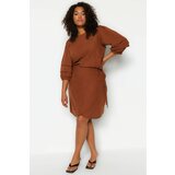 Trendyol Curve Plus Size Skirt - Brown - Mini Cene