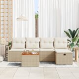 vidaXL Set od 6 dijelova vrtnih kauča s jastucima bež poly ratan | shoptok.hr