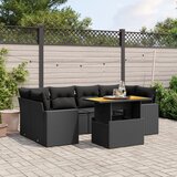  The Living Store Vrtna sedežna garnitura 7-delna z blazinami črn poli ratan - Vrtna Sedežna Garniture, (21472903) | Shoptok.si