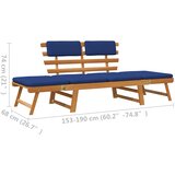  Vrtna klupa s jastucima 2-u-1 190 cm masivno bagremovo drvo | shoptok.hr