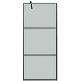 Pregrada za tuš s policom crna 80 x 195 cm s mutnim staklom ESG | shoptok.hr