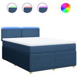 vidaXL Box spring postelja z vzmetnico modra 140x200 cm blago, (21304647) | Shoptok.si