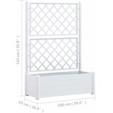  Vrtna sadilica s rešetkom 100 x 43 x 142 cm PP bijela | shoptok.hr